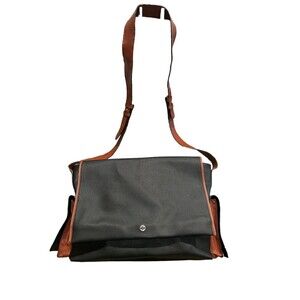 VINTAGE BOTTEGA VENETA Marco Polo Brown Black Crossbody Messenger Bag Purse RARE